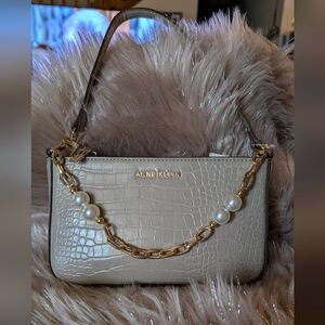 Anne Klein Solid Croc Shoulder Bag